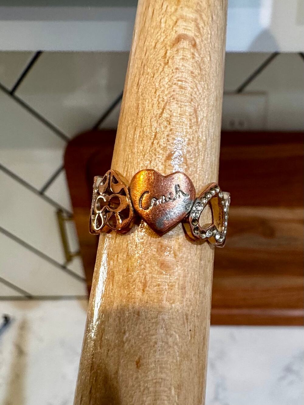 Coach Miranda Heart Band Ring rose-gold tone finish 2009-2011 bling coquette